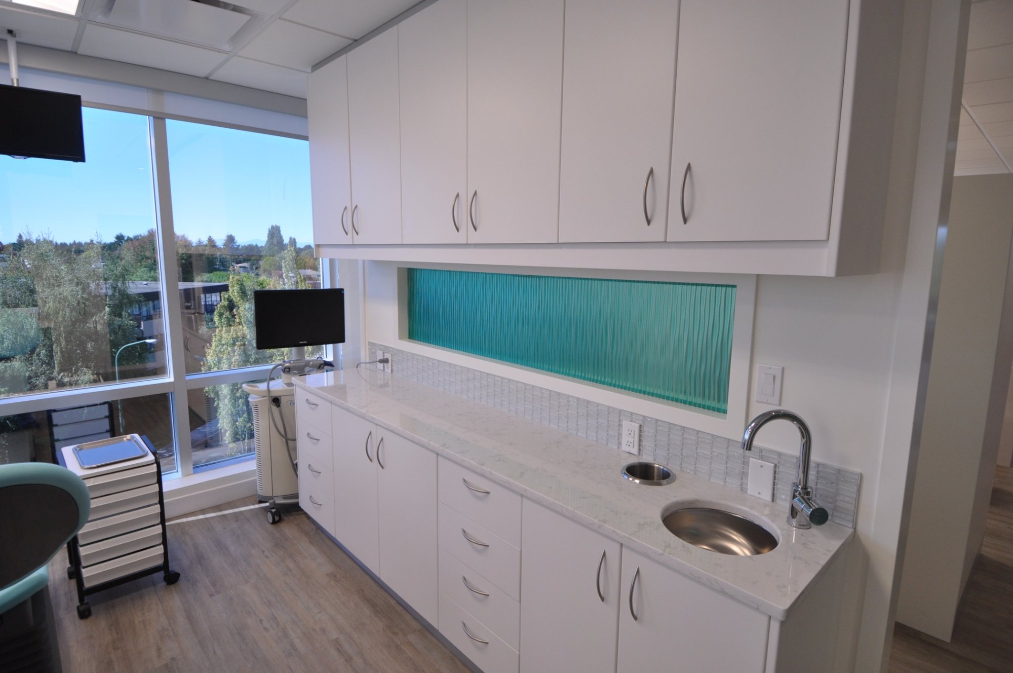Completed dental office cabinetry and clinical millwork