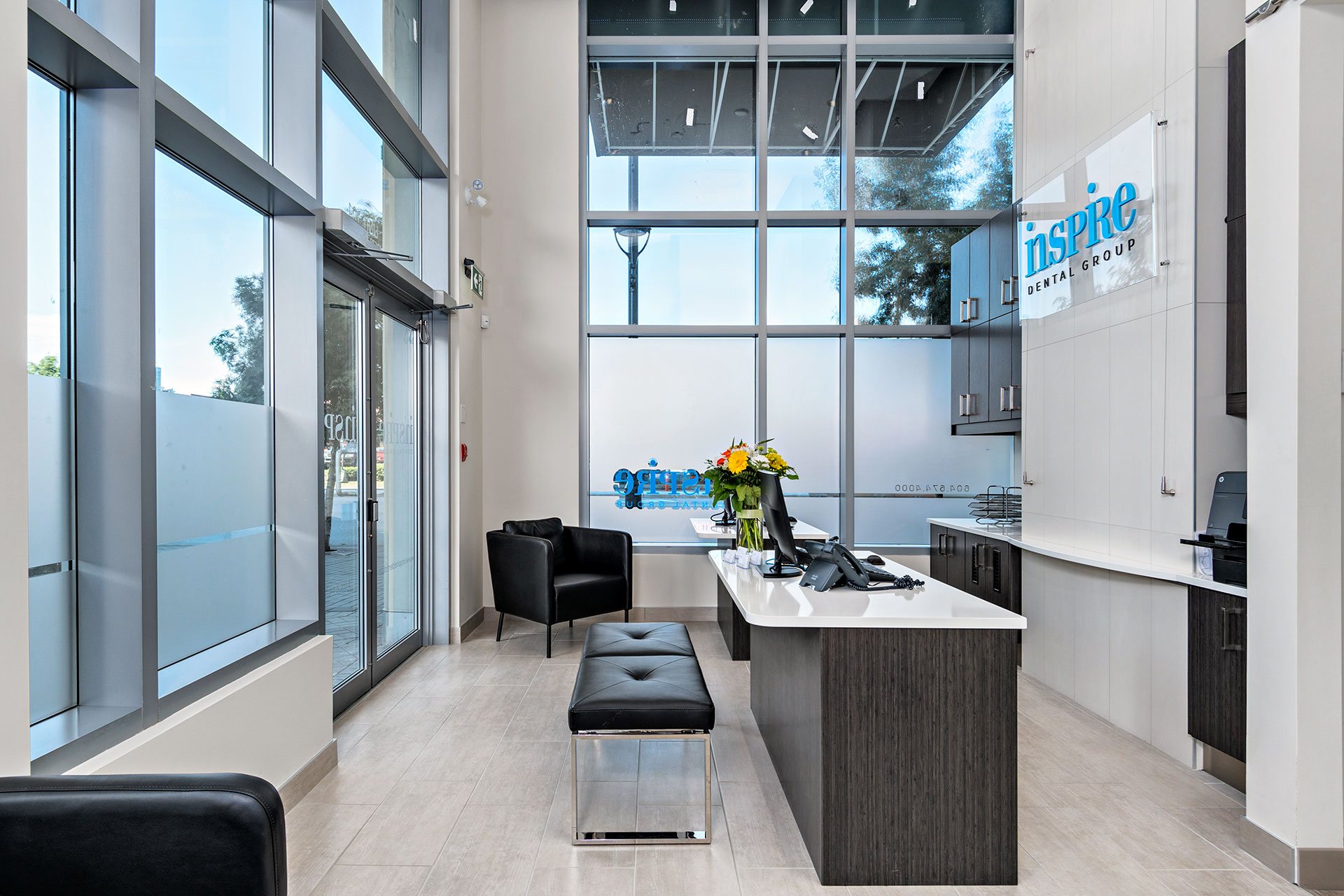 Finished commercial reception area