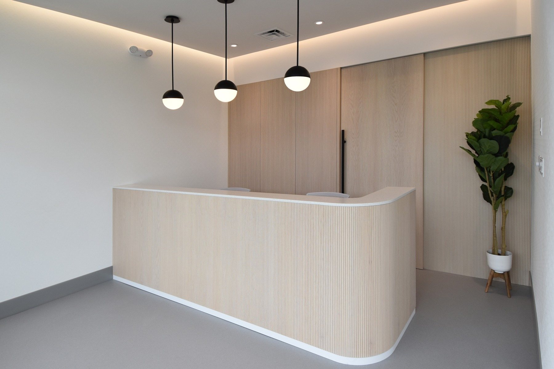 Finished reception desk and millwork